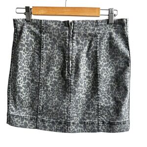 Jolt Denim Mini Skirt Leopard Print A Line  Casual Party‎ Juniors 11/30W NWOT